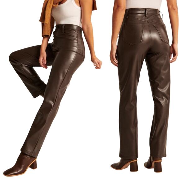 Abercrombie & Fitch Pants - Abercrombie & Fitch The 90s Straight Ultra High Rise Faux Leather Pants 29 8